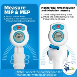 Ejercitador de musculatura respiratoria con manómetro digital